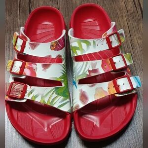Birkis By Birkenstock Floral Red Sandals